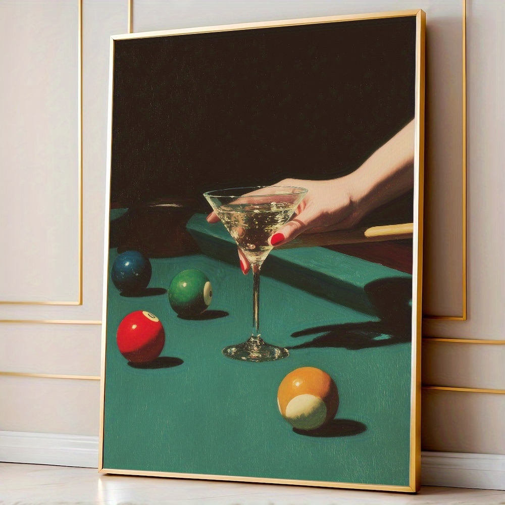 Vintage Home Textiles - 1 adet Vintage Bilardo Kokteyl Posteri,