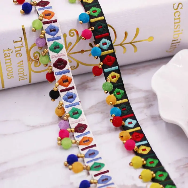Home Ec Textiles - 1 yards/lot Ponpon Saçak trim kumaş