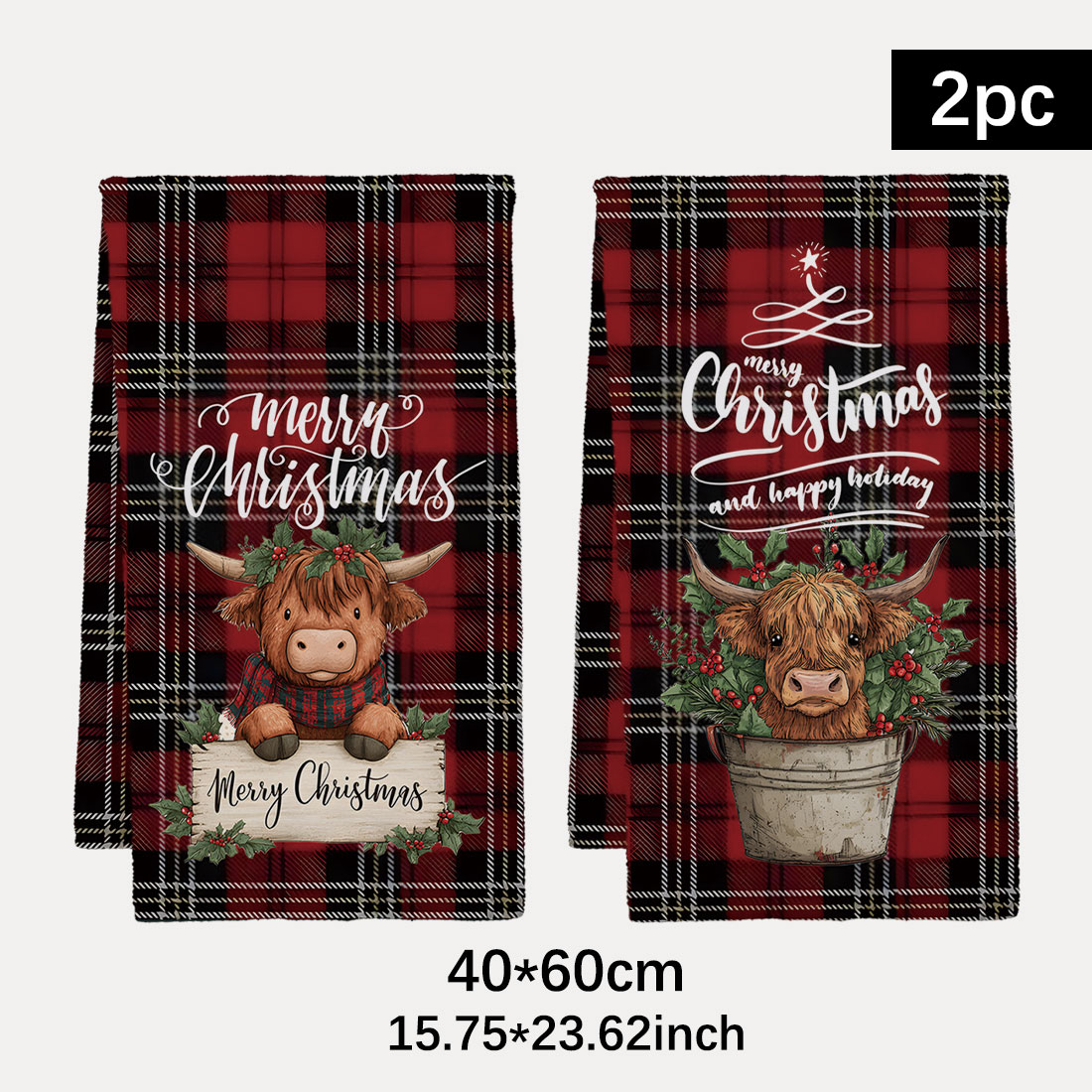 Highland Home Textiles - 40x60cm Noel Serisi Ağaç Izgaraları Kardan