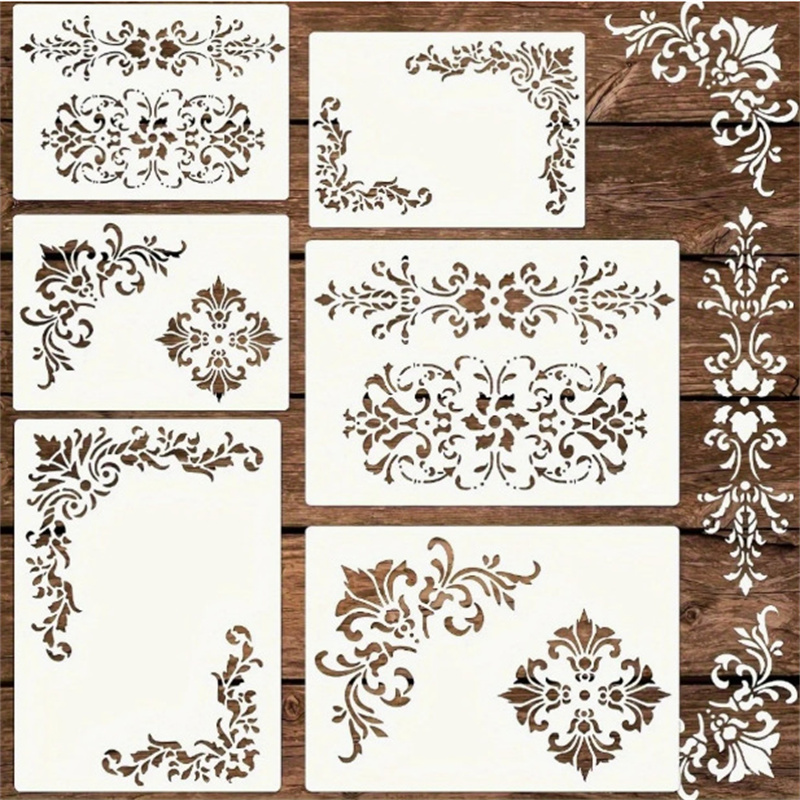 Vintage Home Textiles - 6 adet çiçek köşe şablonları boyama