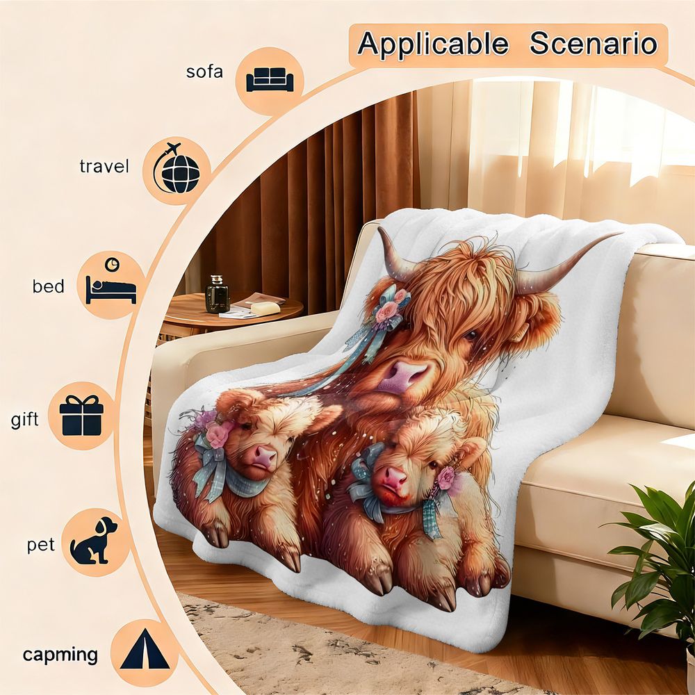 Yayla İnek Baskılı Battaniye F - Highland Home Textiles incelemesi ve fiyatı