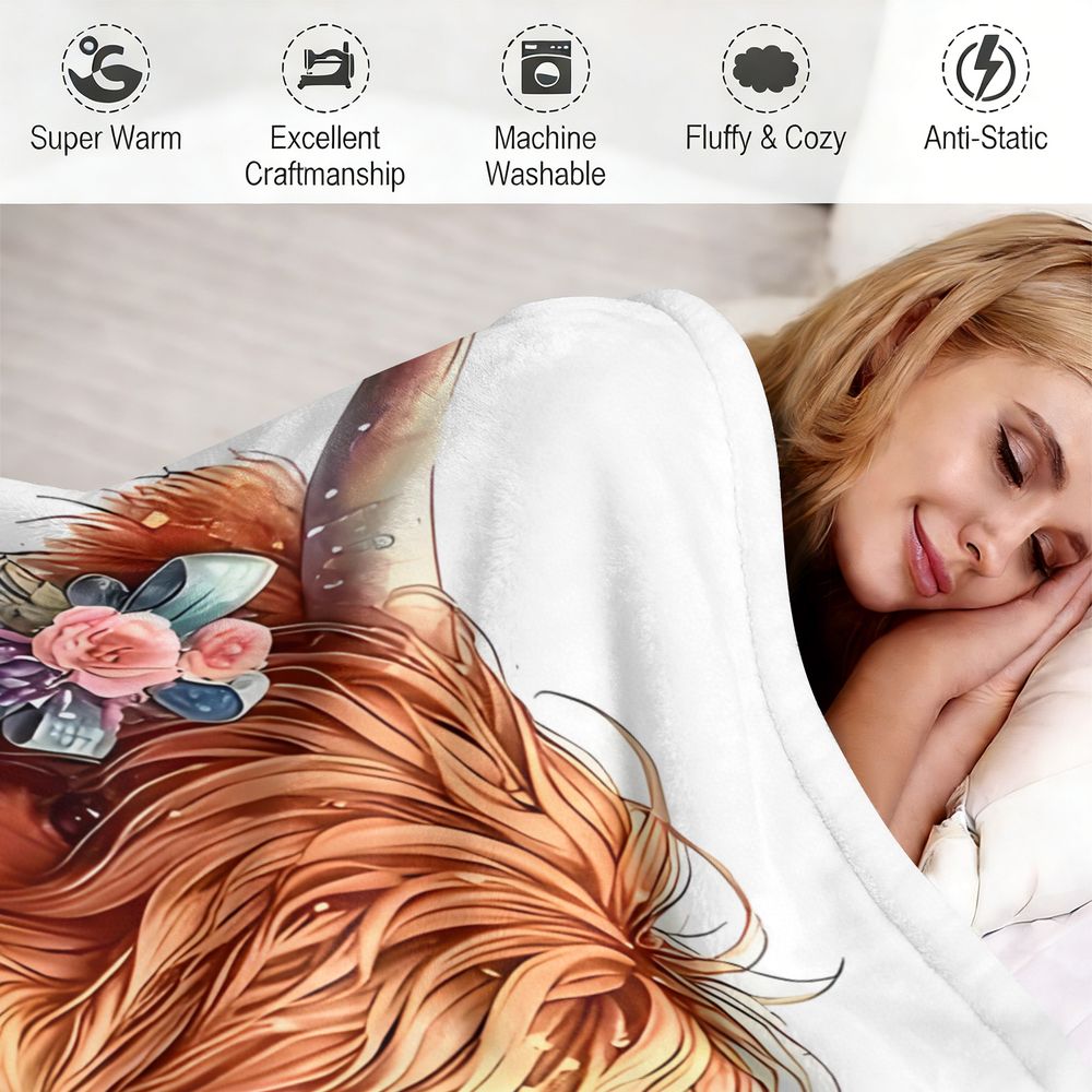 Yayla İnek Baskılı Battaniye F - Highland Home Textiles incelemesi ve fiyatı