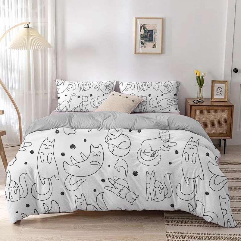 Çizgi film kedi yorgan yatak ö - Linen Duvet Cover incelemesi ve fiyatı