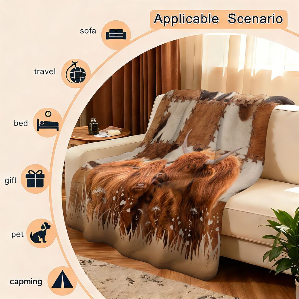 Yayla Sığırları Dijital Baskıl - Highland Home Textiles incelemesi ve fiyatı
