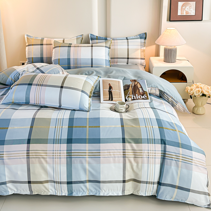 4 adet mavi ekose yatak takımı - Linen Duvet Cover incelemesi ve fiyatı